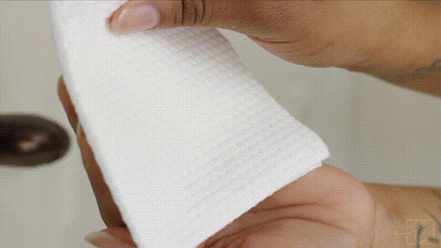 Apply the appropriate amount of water to release the cleanser infused into your CLEER SKIN CLOTH™