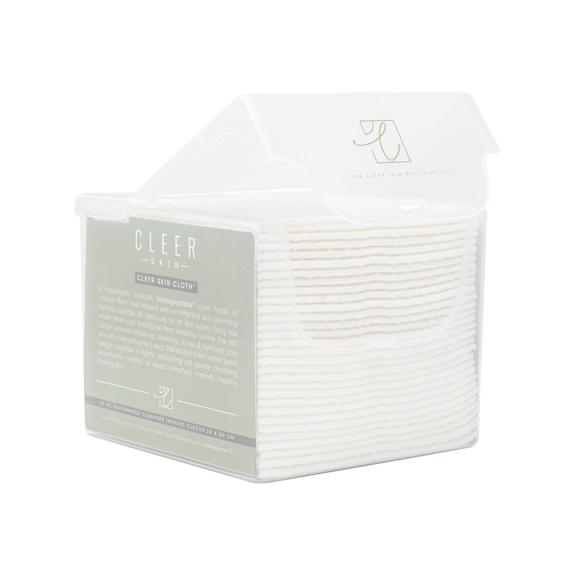CLEER SKIN CLOTH™, your "face wash in a box" is the ORIGINAL, one & only eco-friendly, sustainable sourced, cleanser-infused skincare cloth!