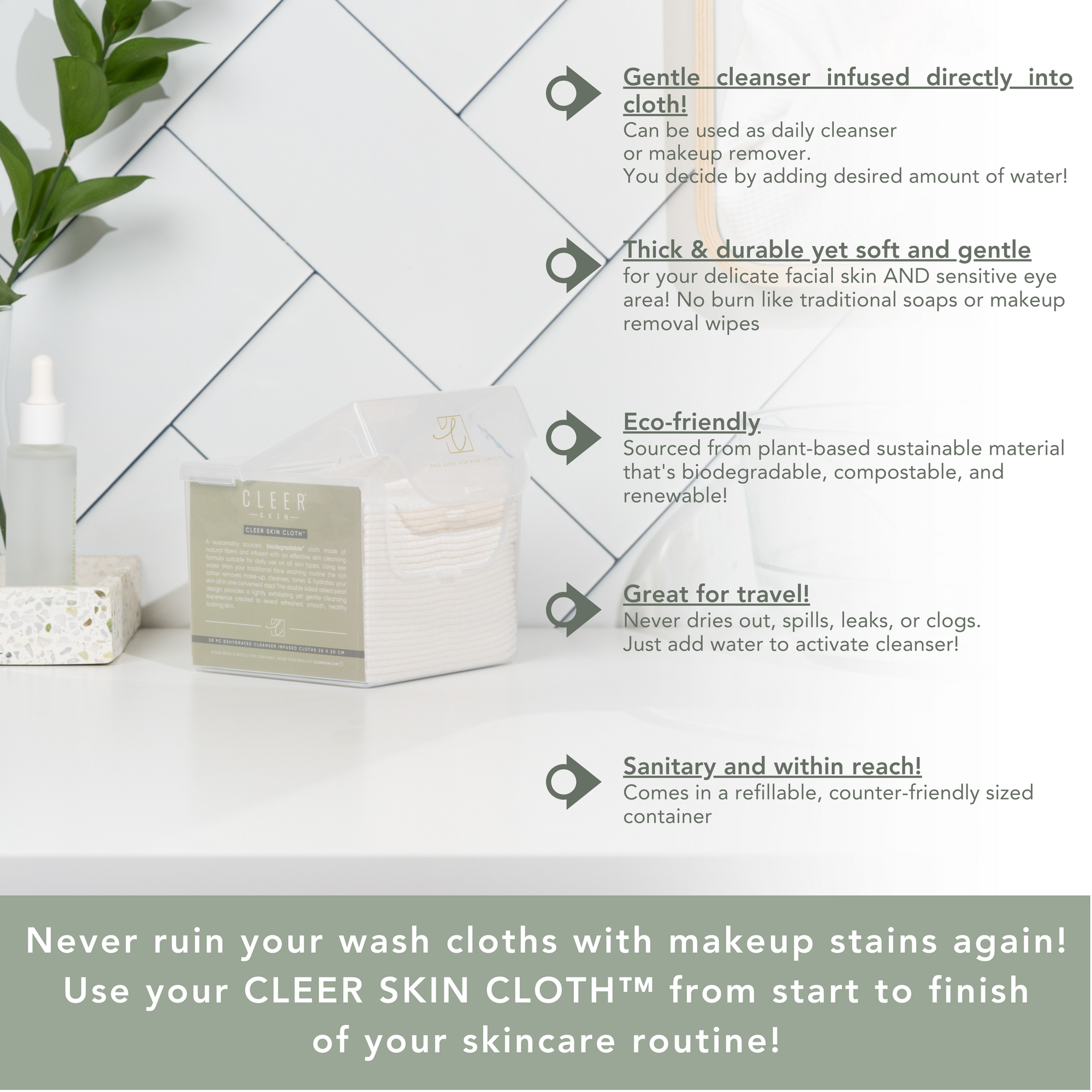 BUY 1 GET 2ND HALF OFF + free gift  Thru 6/9!!  CLEER SKIN CLOTH™  30 pc - Original with Refillable Container